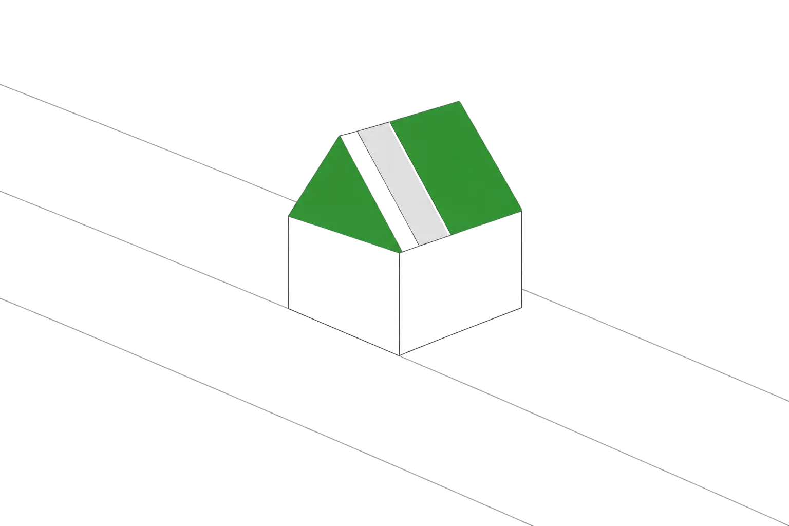 Haus-Illustration: Die Dacherweiterung ist grün hervorgehoben